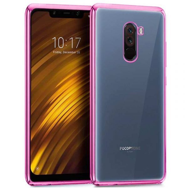 carcasa xiaomi pocophone f1 borde metalizado rosa