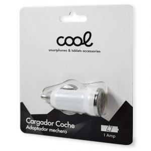 cargador coche mini universal entrada usb 1amp blanco