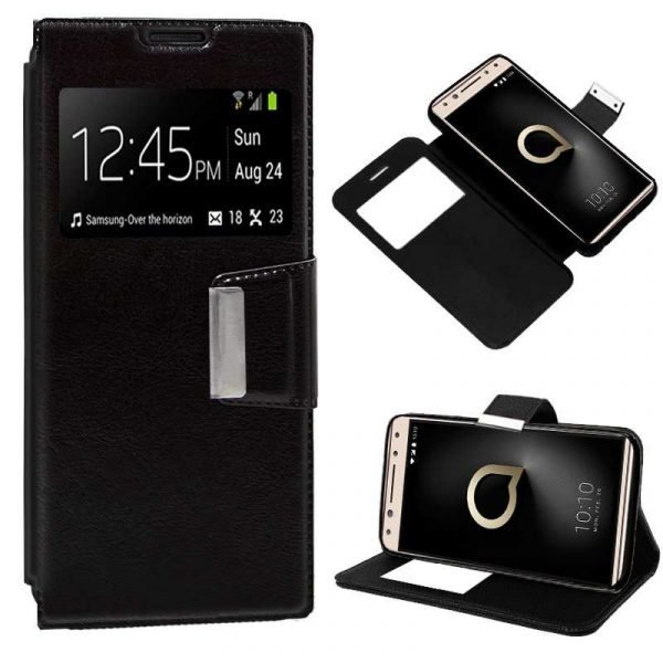 funda flip cover alcatel 5 liso negro