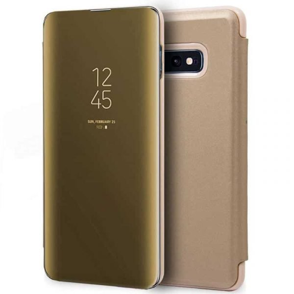 funda flip cover samsung g970 galaxy s10e clear view dorado 2