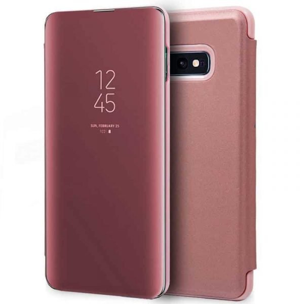 funda flip cover samsung g970 galaxy s10e clear view rosa 2