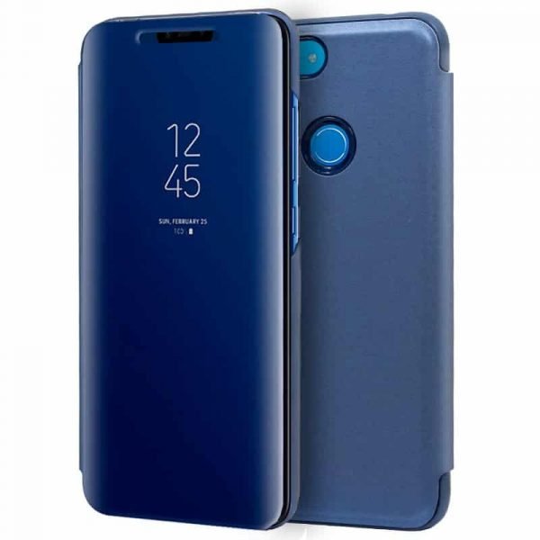 funda flip cover xiaomi mi 8 lite clear view azul