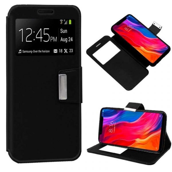 funda flip cover xiaomi mi8 mi8 pro liso negro