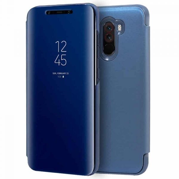 funda flip cover xiaomi pocophone f1 clear view azul 2