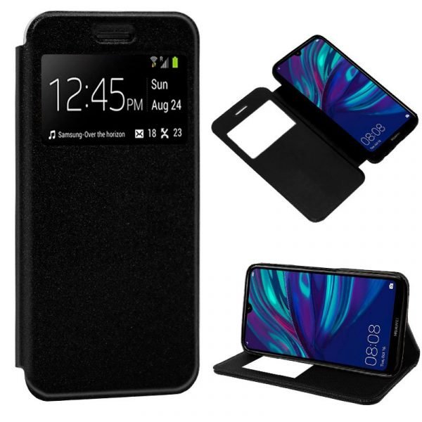 funda flip cover huawei y7 2019 liso negro