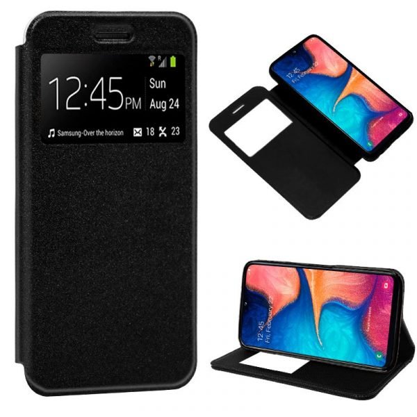 funda flip cover samsung a202 galaxy a20e liso negro