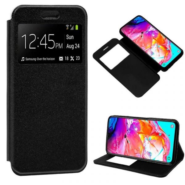 funda flip cover samsung a705 galaxy a70 liso negro