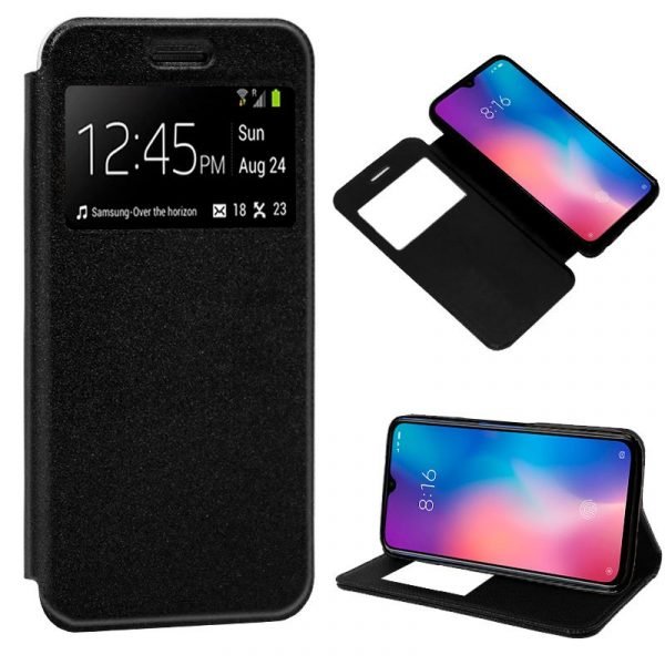 funda flip cover xiaomi mi 9 se liso negro