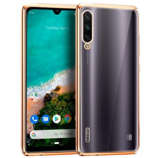 carcasa xiaomi mi a3 borde metalizado dorado1