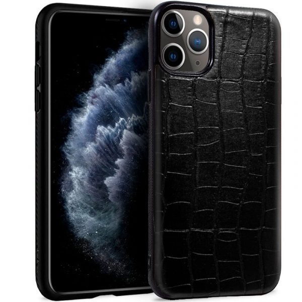 carcasa iphone 11 pro leather crocodile negro1