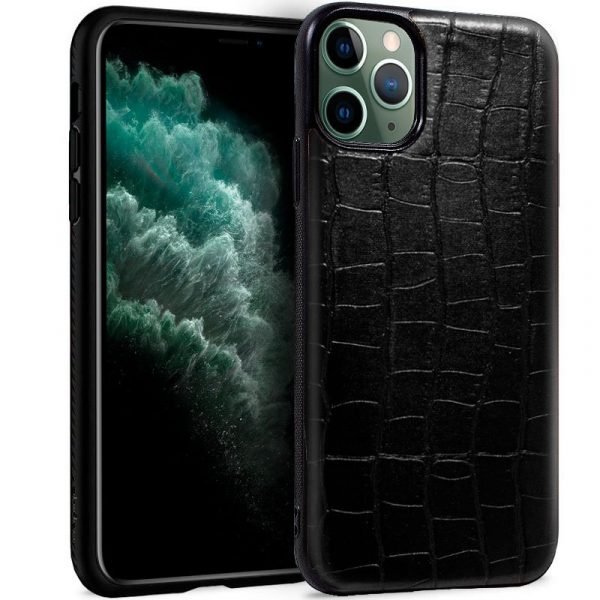 carcasa iphone 11 pro max leather crocodile negro1