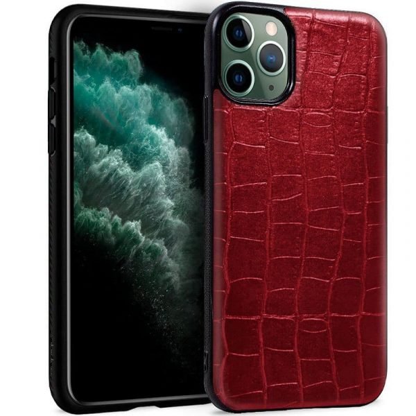carcasa iphone 11 pro max leather crocodile rojo1