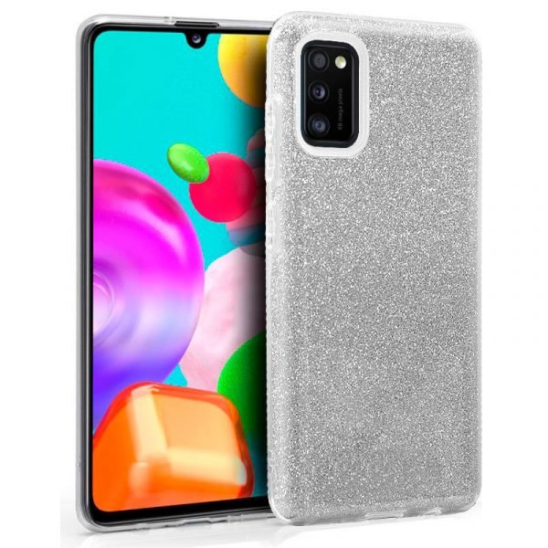 carcasa samsung galaxy a41 glitter plata 1