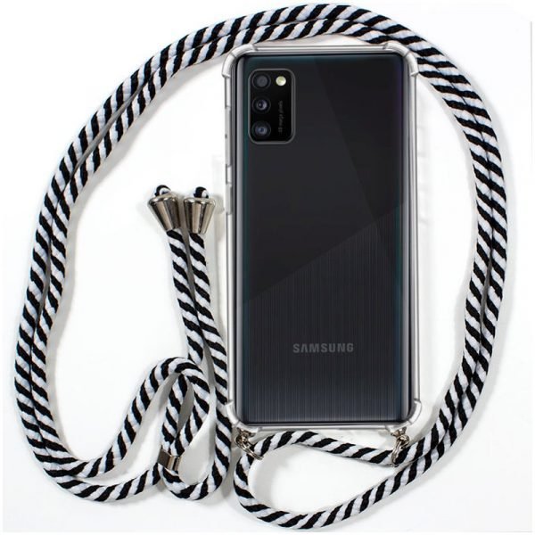 carcasa samsung galaxy a41 cordon blanco negro 1