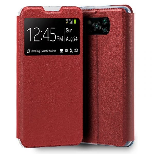 funda flip cover xiaomi pocophone x3 liso rojo 1