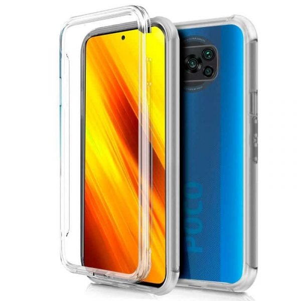 funda silicona 3d xiaomi pocophone x3 transparente frontal trasera 1