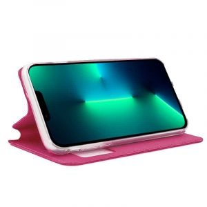 funda flip cover para iphone 13 pro liso rosa 2