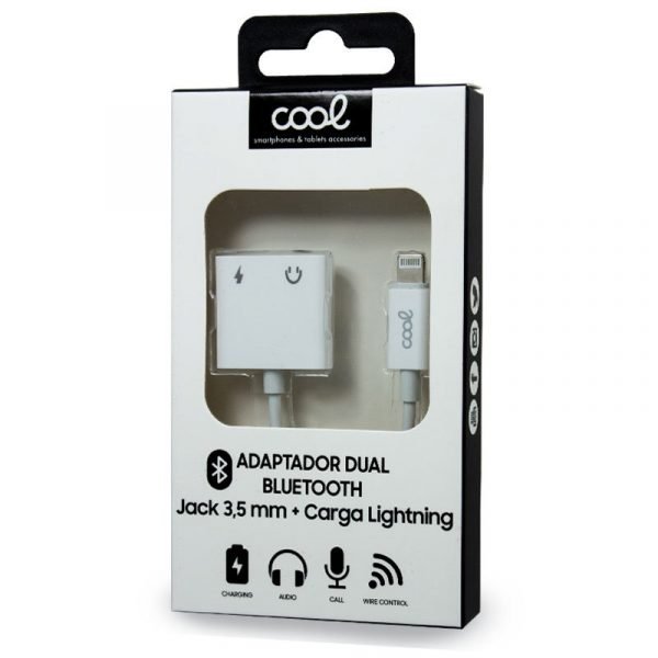 adaptador dual bluetooth jack 35 mm carga lightning cool