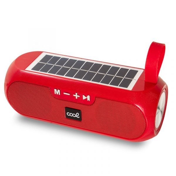 altavoz musica universal bluetooth cool glasgow rojo 10w con panel solar