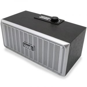 altavoz musica universal bluetooth marca cool retro 20w madera negro frontal plata 1