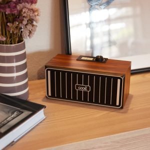 altavoz musica universal bluetooth marca cool retro 20w madera nogal frontal negro 1
