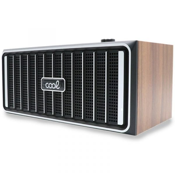 altavoz musica universal bluetooth marca cool retro 20w madera nogal frontal negro 2