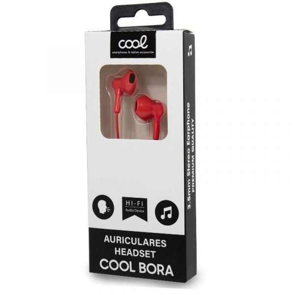 auriculares 35 mm cool bora stereo con micro rojo 1