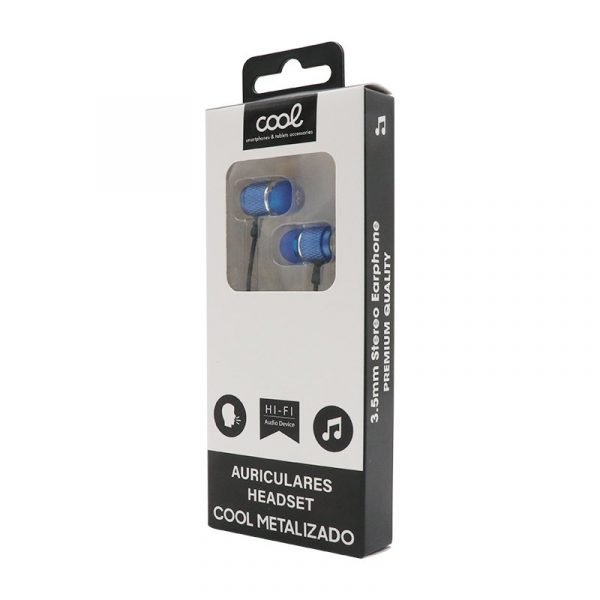 auriculares 35 mm cool metalizado stereo con micro azul 1