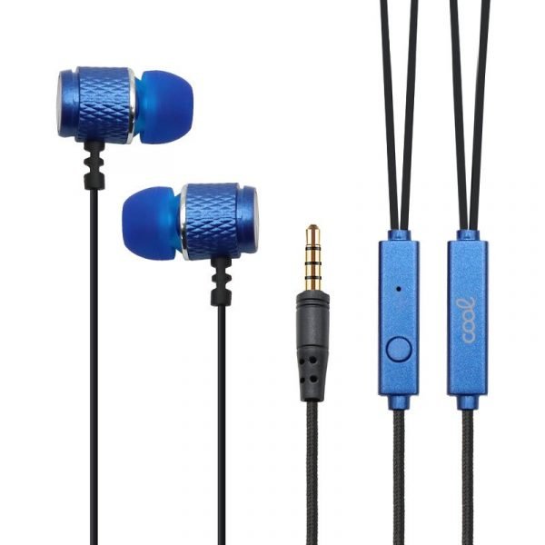 auriculares 35 mm cool metalizado stereo con micro azul