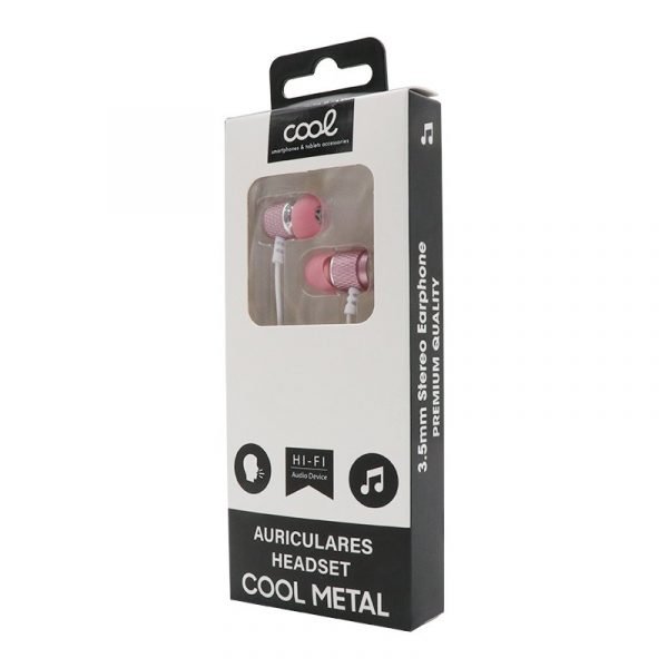 auriculares 35 mm cool metalizado stereo con micro rosa 1