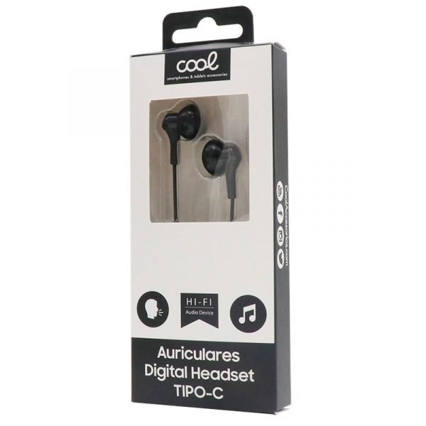 auriculares boton cool stereo tipo c con micro digital negro 1