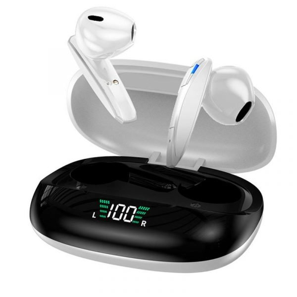 auriculares stereo bluetooth dual pod earbuds inalambricos tws lcd cool shadow blanco