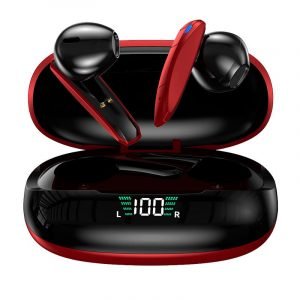 auriculares stereo bluetooth dual pod earbuds inalambricos tws lcd cool shadow rojo 2
