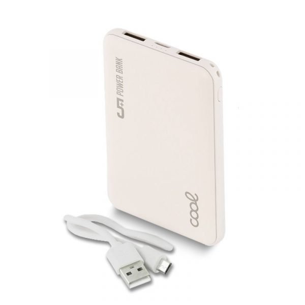 bateria externa power bank 5000 mah cool leather blanco