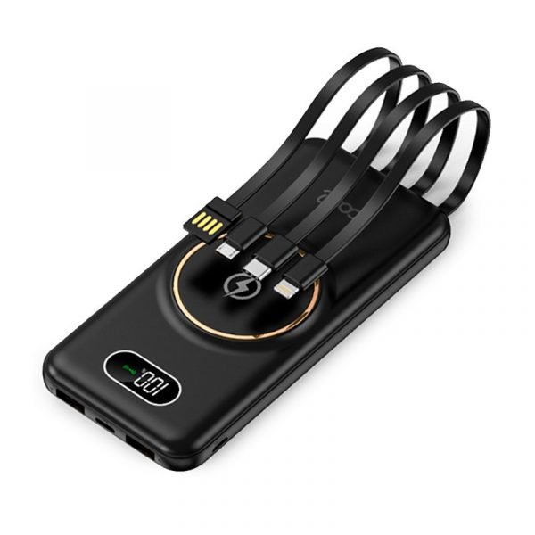 bateria externa universal power bank 10000 mah qi carga inalambrica 4 conexiones negro