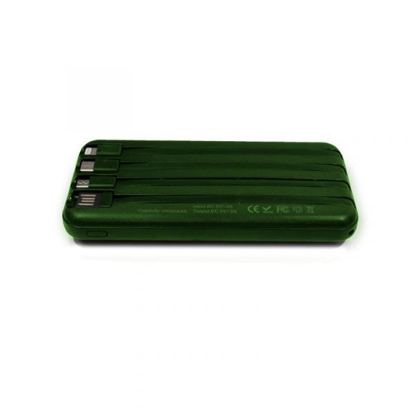 bateria externa universal power bank 10000 mah qi carga inalambrica 4 conexiones verde