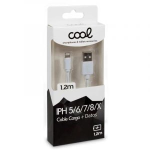 cable usb compatible cool lightning para iphone ipad 12 metros blanco 1