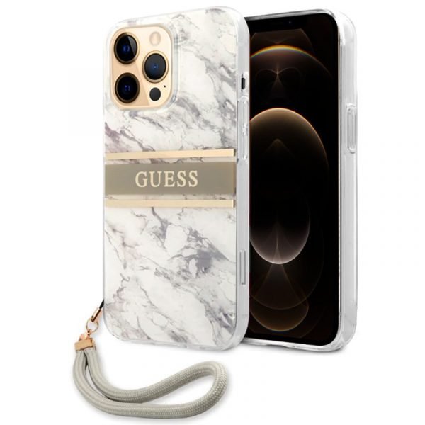 carcasa cool para iphone 12 pro max licencia guess marmol colgante