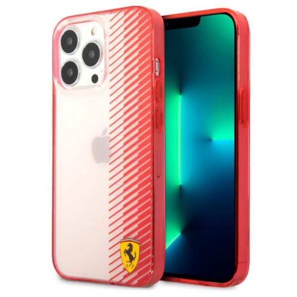 carcasa cool para iphone 13 pro licencia ferrari transparente rojo 1