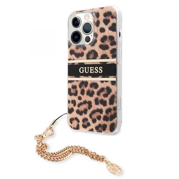 carcasa cool para iphone 13 pro licencia guess leopardo colgante 2