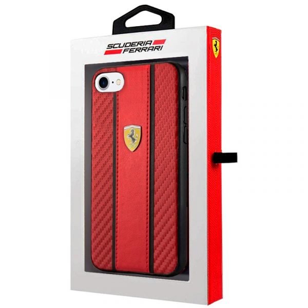 carcasa cool para iphone 6 7 8 se 2020 se 2022 licencia ferrari piel rojo