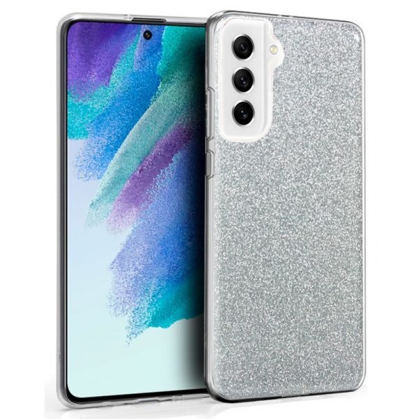 carcasa cool para samsung g990b galaxy s21 fe glitter plata