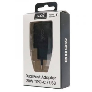 cargador red universal fast charger pd dual tipo c usb cool 20w negro 2