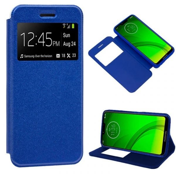 funda cool flip cover para motorola moto g7 g7 plus liso azul