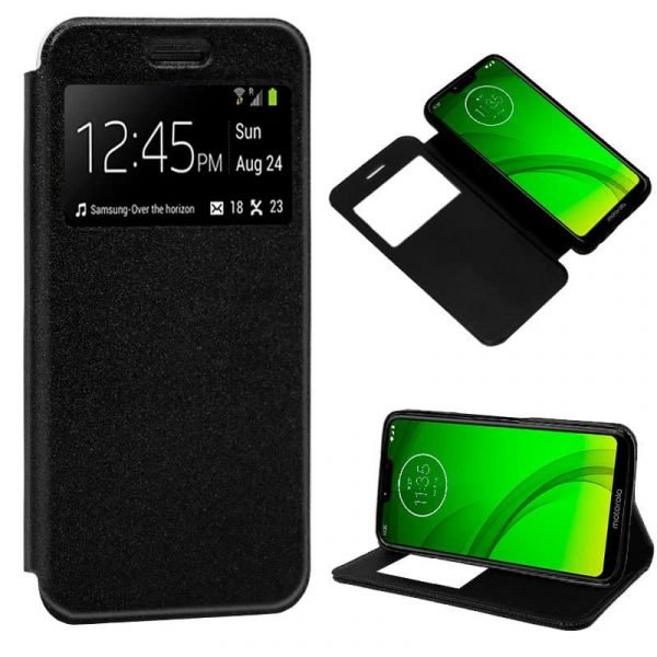 funda cool flip cover para motorola moto g7 g7 plus liso negro