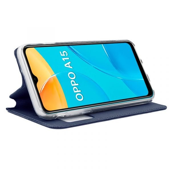 funda cool flip cover para oppo a15 a15s liso azul 1