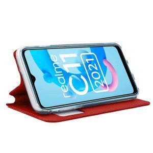 funda cool flip cover para realme c11 2021 liso rojo 1